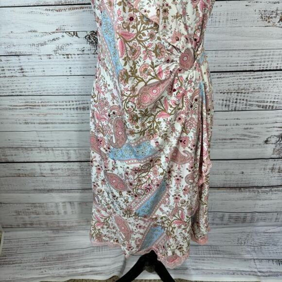 Jonathan Martin floral lace wrap style flowy size 8 cap sleeve midi Dress - Picture 3 of 9